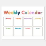 weekly calendar, weekly planner, jpg, pdf, poster, chart, kindergarten,