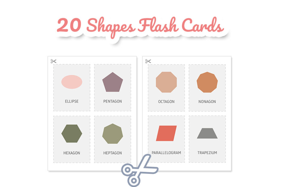 Shapes flash cards for kids, geometric shapes for toddlers visua