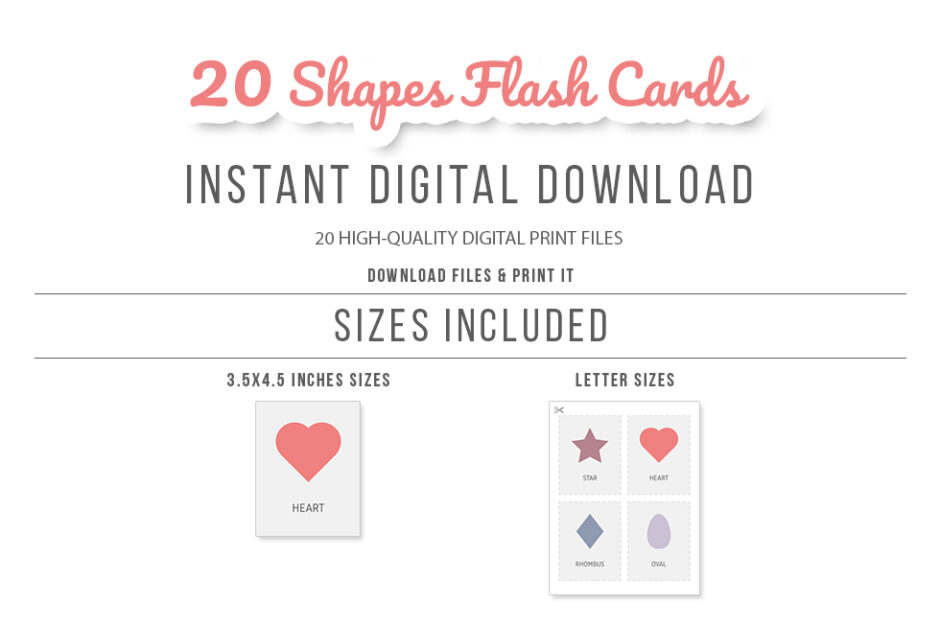 Shapes flash cards for kids, geometric shapes for toddlers visua