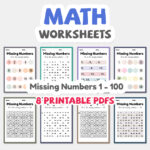 Math worksheets, Missing Numbers, Number worksheets,