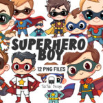 Cute Cartoon Superhero Boy Vector style Illustration