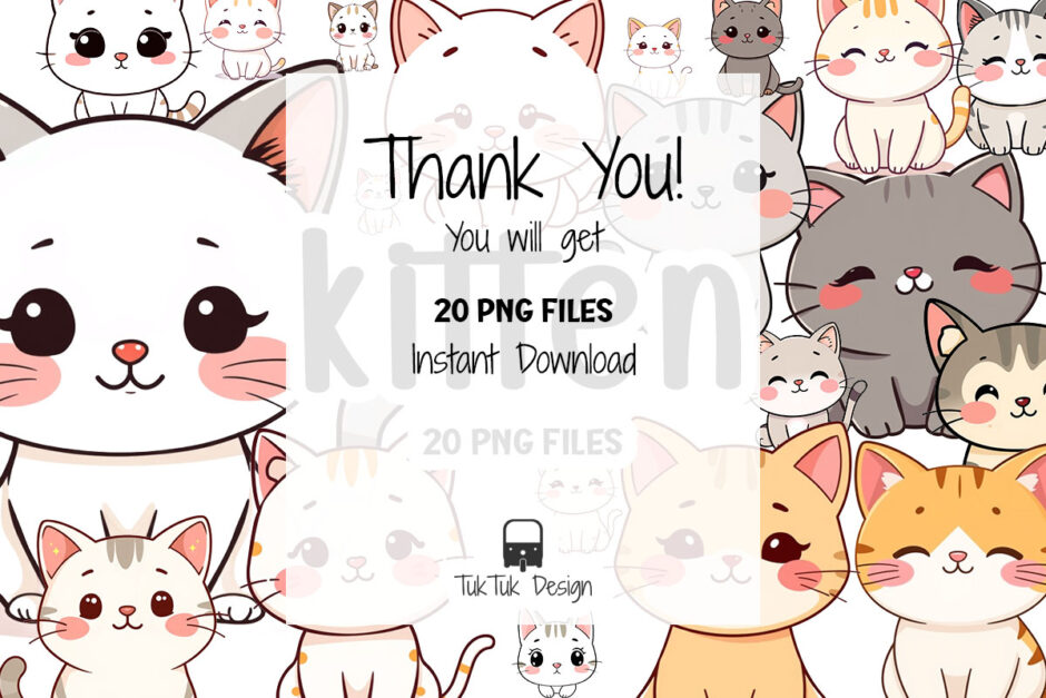 Cute kitten, cat kawaii style png clipart