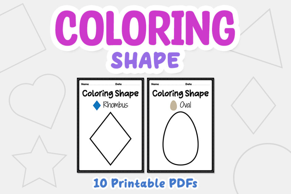 Coloring shape printable sheet for preschool, kindergarten and M