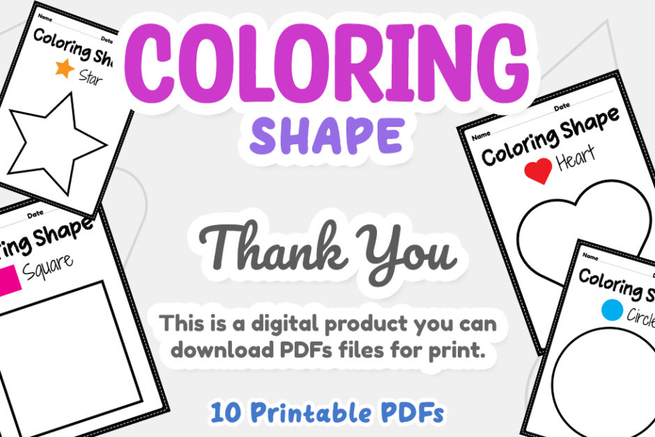 Coloring shape printable sheet for preschool, kindergarten and M