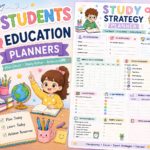 Student Education Planner Printable Bundle with Study Schedule, Assignment Tracker, Exam Planner and Academic Goal Worksheets