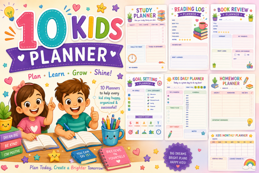 Kids Planner Bundle Printable PDF