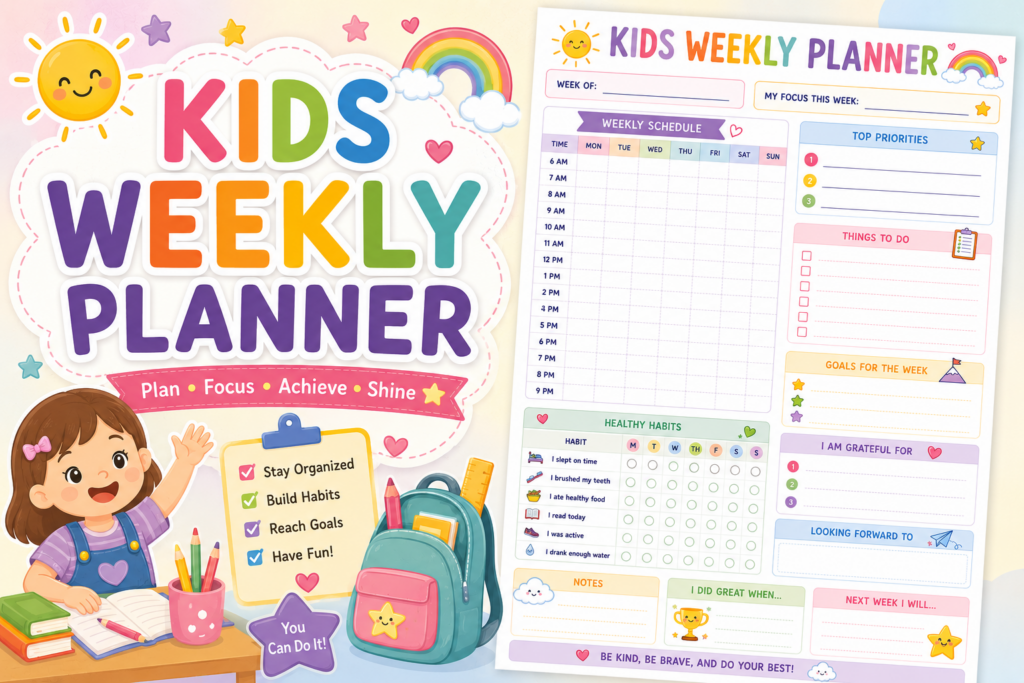 Kids Homework Planner Printable