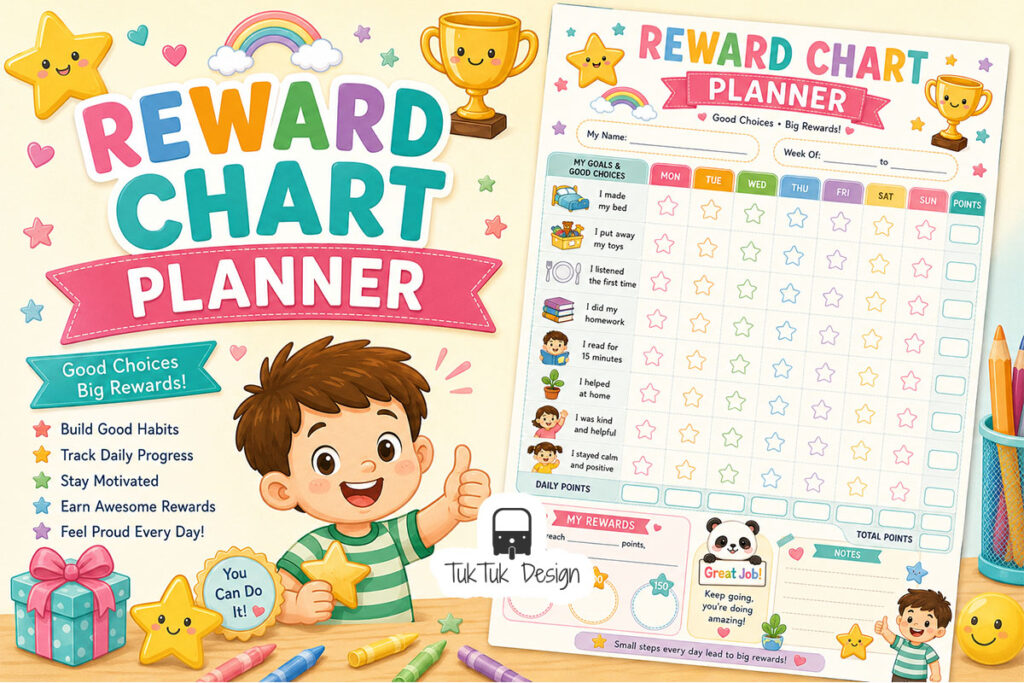 Reward Chart Planner Printable PDF for Children