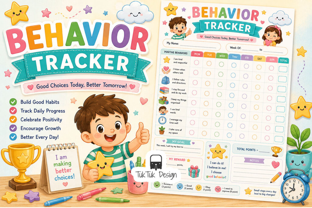 Kids Behavior Tracker Printable Worksheet