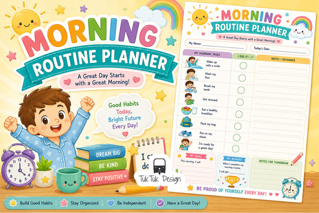 Morning Routine Planner Printable for Kids