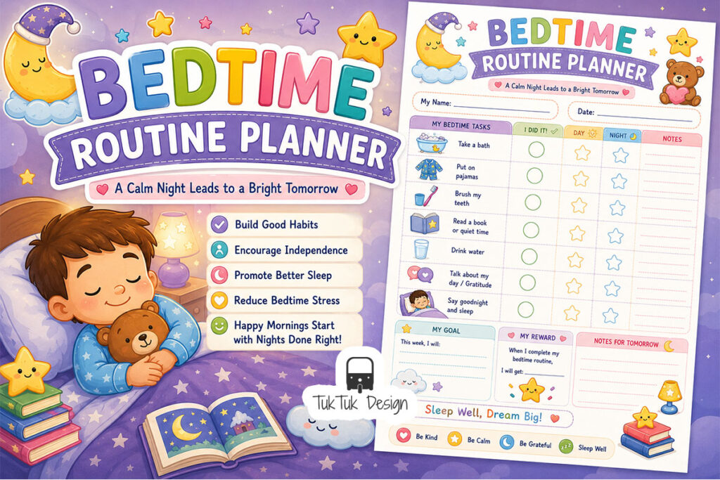 Bedtime Routine Planner Printable PDF