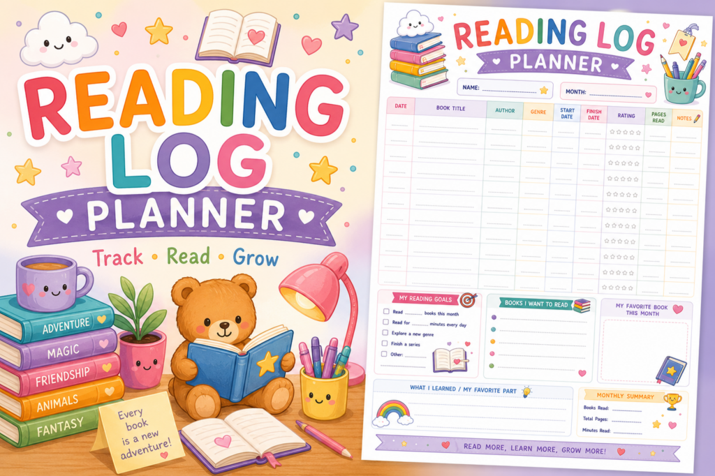 Reading Log Planner for Children