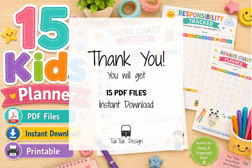 15 Kids Planners Printable Bundle PDF Instant Download